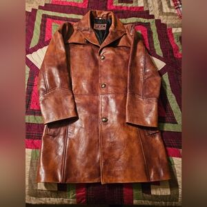 STUNNING RL mens leather knee length trench coat